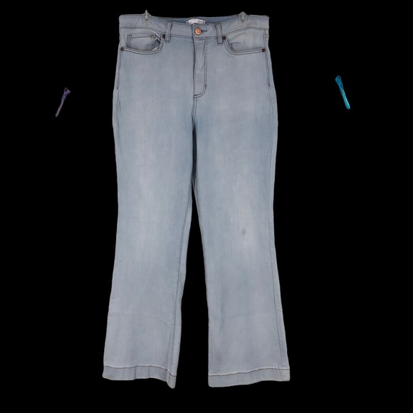 Lauren Conrad High Rise Flare Mom Jeans; Lightwash DIY Soft Stretch SZ 14 - Picture 1 of 10